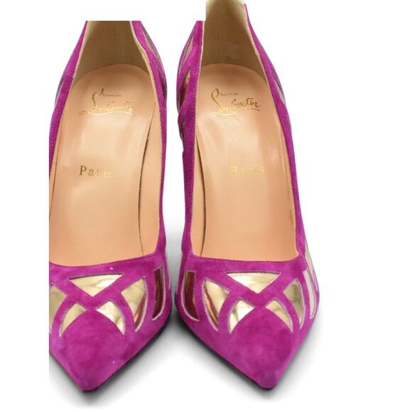 Christian Louboutin Mirador Pumps - Women's 39 9 Purple and Gold - Picture 3 of 8
